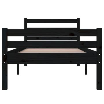 Black Solid Wood Bed Frame 90x200 cm - Stylish & Sturdy