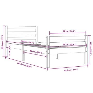 Black Solid Wood Bed Frame 90x200 cm - Stylish & Sturdy