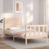 Bed Frame with Headboard Small Single Solid Wood Colour natural Size 75 x 190 cm 