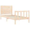 Small Single Bed Frame with Headboard - Solid Pine Wood