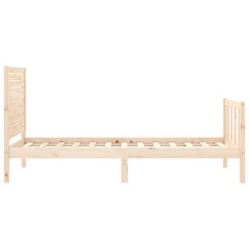 Small Single Bed Frame with Headboard - Solid Pine Wood