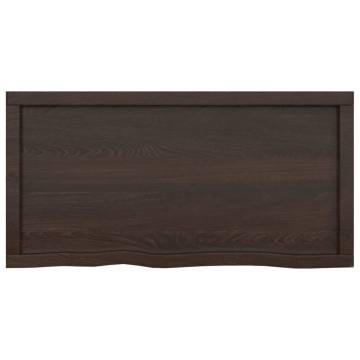 Table Top Dark Brown Solid Oak - 100x50 cm | Hipo Market