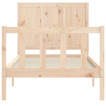 Solid Wood Bed Frame with Headboard - Small Single Size