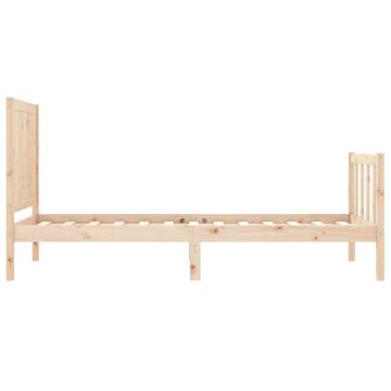 Solid Wood Bed Frame with Headboard - Small Single Size