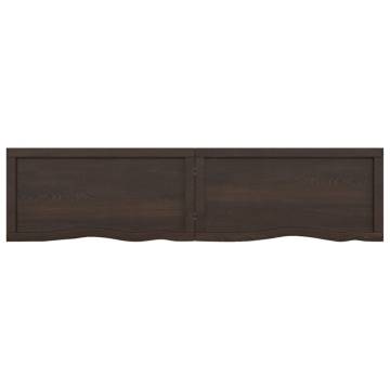 Dark Brown Solid Wood Bathroom Countertop | 160x40 cm