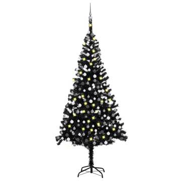 Artificial Pre-lit Christmas Tree with Balls - 240 cm Black