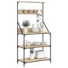 Baker's Rack with Hooks - 4-Tier Sonoma Oak Storage Solution