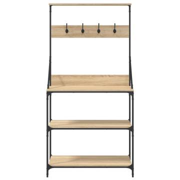 Baker's Rack with Hooks - 4-Tier Sonoma Oak Storage Solution