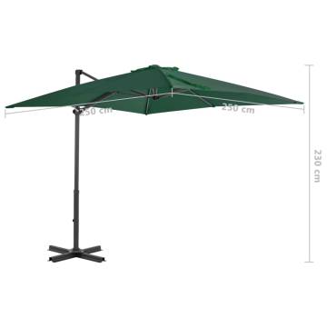 Cantilever Umbrella with Aluminium Pole - Green 250x250 cm