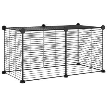 8-Panel Black Pet Cage - Durable & Spacious 35x35 cm