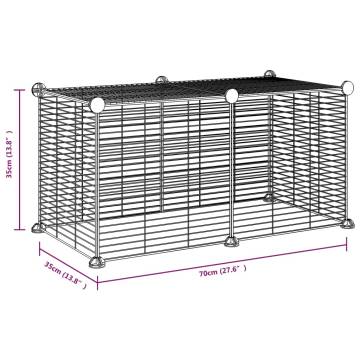 8-Panel Black Pet Cage - Durable & Spacious 35x35 cm