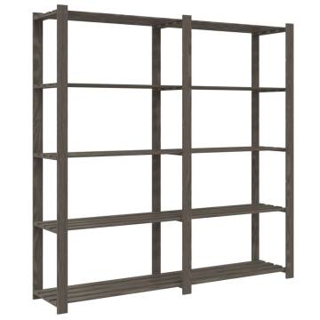 5-Tier Grey Storage Rack | Solid Pine Wood | 170x38x170 cm