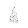 Artificial Half Pre-lit Christmas Tree with Ball Set White 120 cm Colour white and grey Size 120 x 68 cm Quantity in Package 1 Number of Branch Tips 