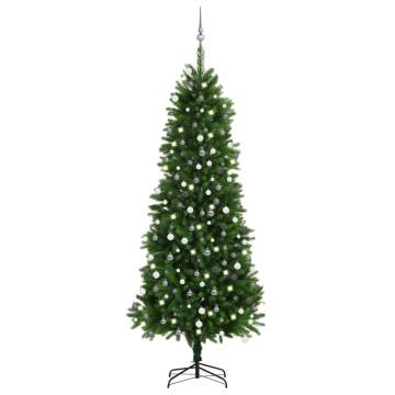 240 cm Pre-lit Christmas Tree with Ball Set - Green | HipoMarket