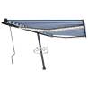 Manual Retractable Awning with LED - 400x350 cm Blue & White