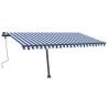 Manual Retractable Awning with LED - 400x350 cm Blue & White