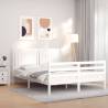 Bed Frame with Headboard White 160x200 cm Solid Wood Colour white Size 160 x 200 cm 