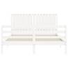 White Bed Frame with Headboard - 160x200 cm Solid Wood