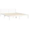 White Bed Frame with Headboard - 160x200 cm Solid Wood