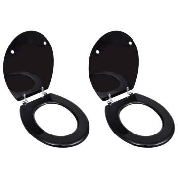 Durable Black MDF Toilet Seats with Lids - 2 Pcs for Families