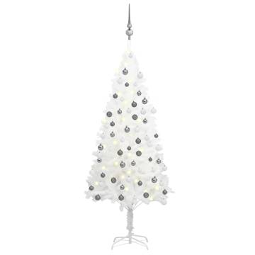 Artificial Pre-lit Christmas Tree with Balls - 120 cm White