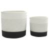 Stylish White & Black Cotton Storage Baskets - 2 Pcs Set