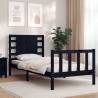 Bed Frame with Headboard Black 100x200 cm Solid Wood Colour black Size 100 x 200 cm 