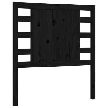 Black Bed Frame with Headboard - Solid Wood 100x200 cm