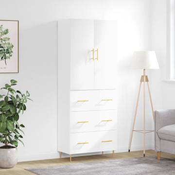 Highboard High Gloss White - Stylish Storage Solution (69.5x34x180 cm)