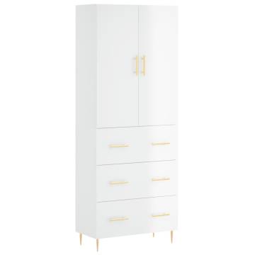 Highboard High Gloss White - Stylish Storage Solution (69.5x34x180 cm)