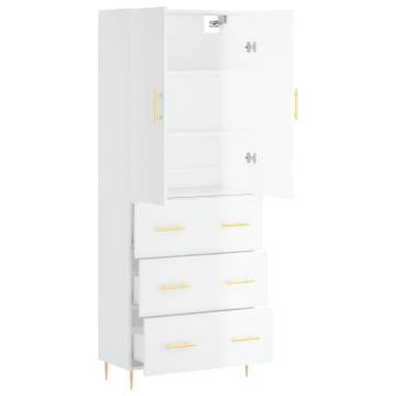 Highboard High Gloss White - Stylish Storage Solution (69.5x34x180 cm)