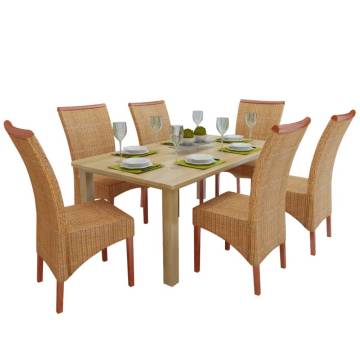 Dining Chairs Set of 6 - Brown Natural Rattan | HipoMarket