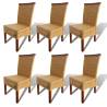 Dining Chairs Set of 6 - Brown Natural Rattan | HipoMarket