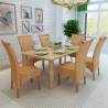 Dining Chairs Set of 6 - Brown Natural Rattan | HipoMarket