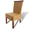 Dining Chairs Set of 6 - Brown Natural Rattan | HipoMarket