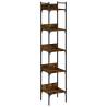 5-Tier Smoked Oak Bookshelf - Space-Saving Home Storage