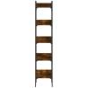 5-Tier Smoked Oak Bookshelf - Space-Saving Home Storage