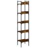 5-Tier Smoked Oak Bookshelf - Space-Saving Home Storage