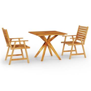 3 Piece Garden Dining Set - Solid Acacia Wood | Hipo Market