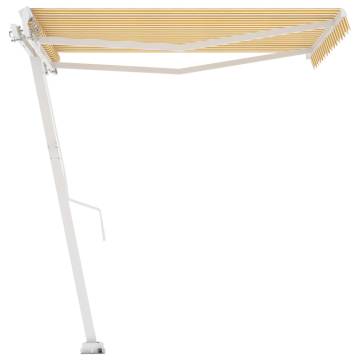 Freestanding Manual Retractable Awning 350x250 cm - Yellow/White