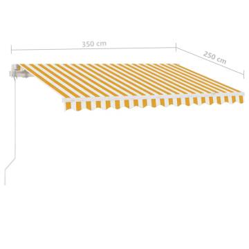 Freestanding Manual Retractable Awning 350x250 cm - Yellow/White