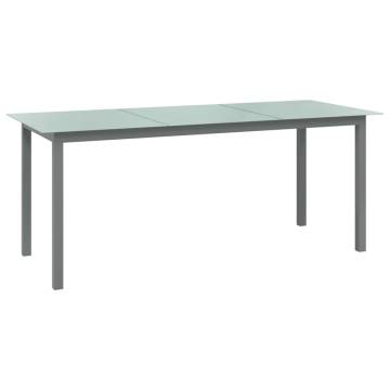 Light Grey Garden Table - 190x90 cm Aluminium & Glass