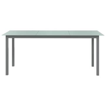 Light Grey Garden Table - 190x90 cm Aluminium & Glass