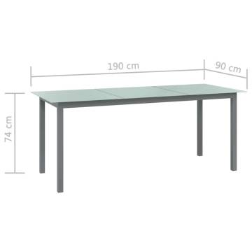 Light Grey Garden Table - 190x90 cm Aluminium & Glass