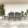 7 Piece Garden Dining Set Black Steel and Textilene Size 160 cm table length Number of 6 