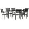 7 Piece Garden Dining Set - Black Steel & Textilene | HipoMarket