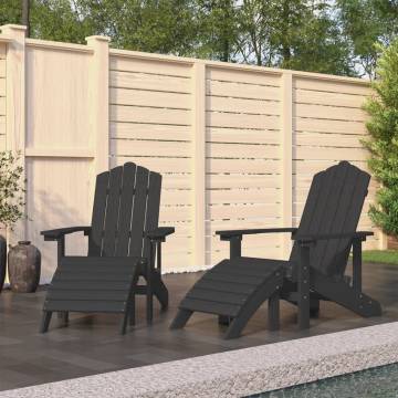 Garden Adirondack Chairs 2 pcs with Footstools - Anthracite