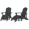 Garden Adirondack Chairs 2 pcs with Footstools - Anthracite