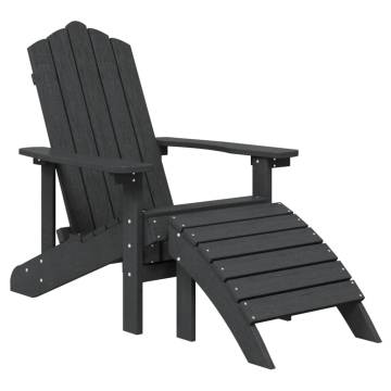 Garden Adirondack Chairs 2 pcs with Footstools - Anthracite