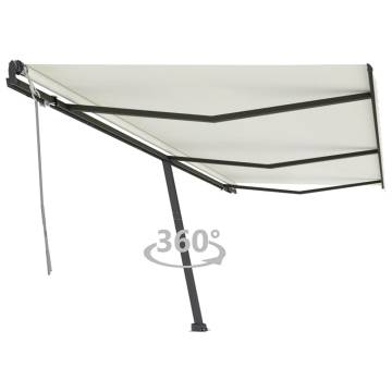 Freestanding Manual Retractable Awning - 600x350 cm Cream